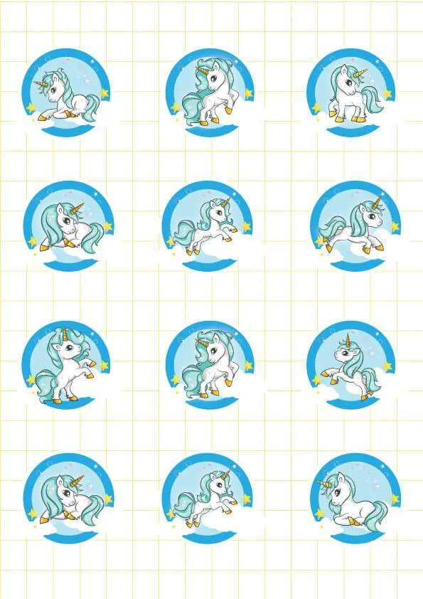 ruot bo tem banh cupcake unicorn boy 1 Ruột bộ tem bánh cupcake Unicorn Boy
