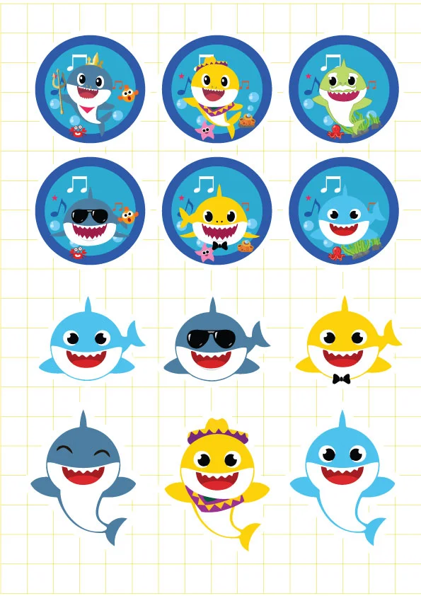 Ruột bộ tem hộp bắp rang Baby Shark Boy