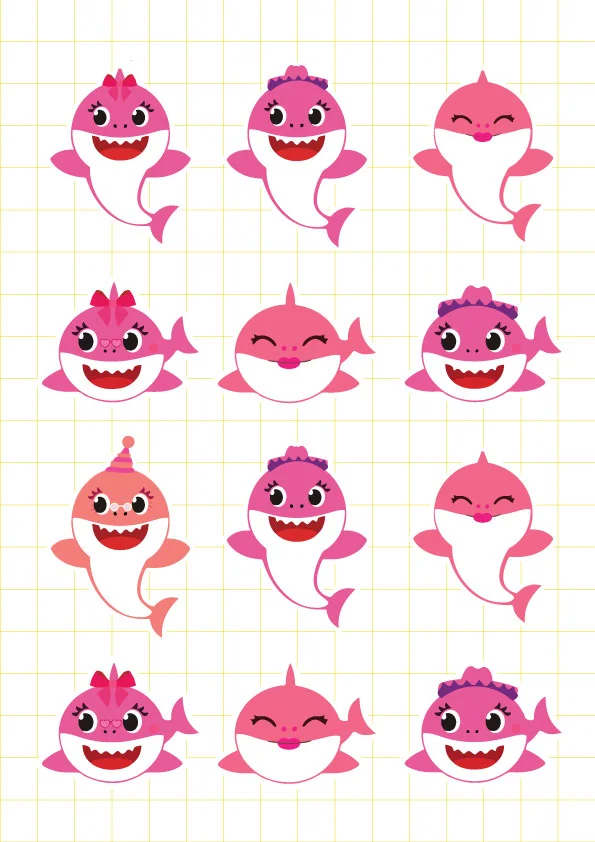 ruot bo tem hop qua baby shark girl Ruột bộ tem hộp quà sinh nhật Baby Shark Girl