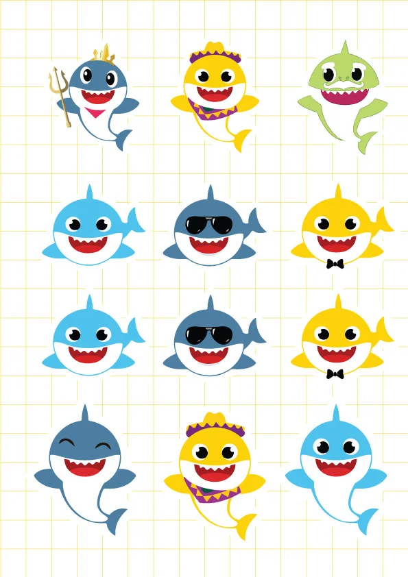 ruot bo tem khung hinh babyshark boy Ruột bộ tem khung hình sinh nhật Baby Shark Boy