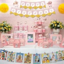 set đồ sinh nhật heo gái màu hồng hoàng gia