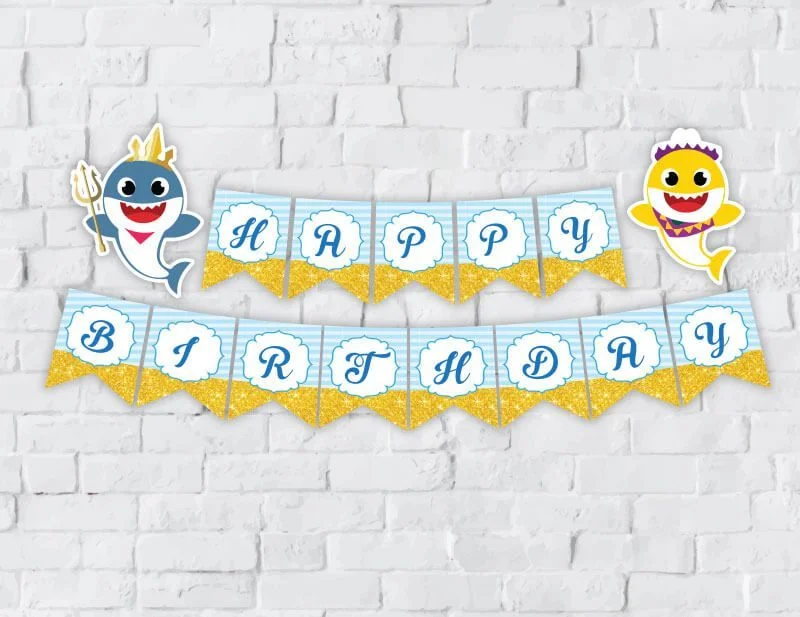 Banner babyshark boy màu xanh da trời