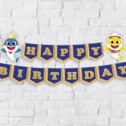 tem banner babyshark boy màu xanh hoàng gia