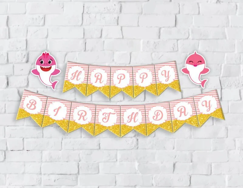 Tem banner babyshark girl màu hồng hoàng gia