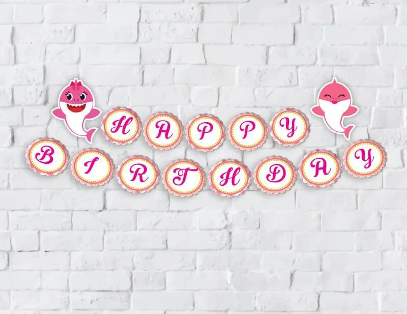 Tem banner babyshark girl màu hồng lưới