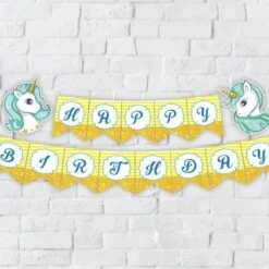 tem banner unicorn boy màu vàng hoàng gia