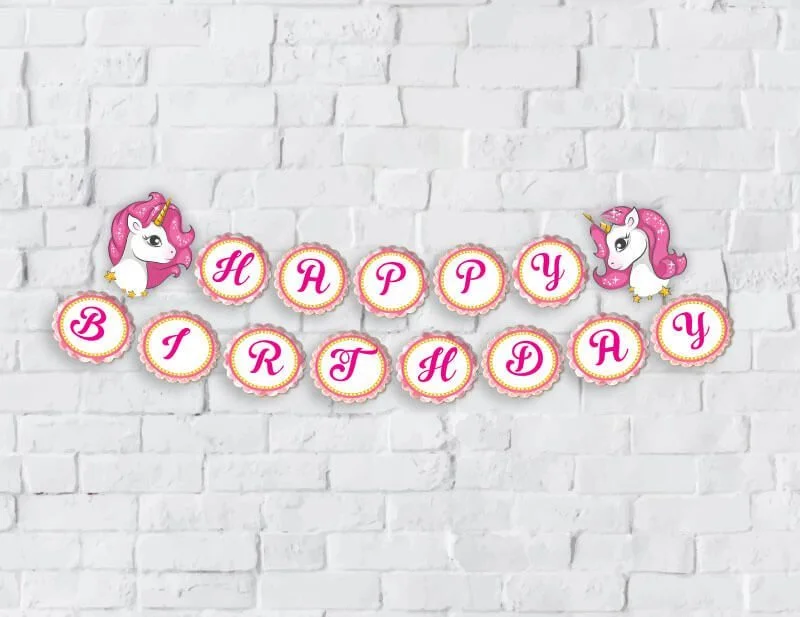 Tem banner unicorn girl màu hồng lưới