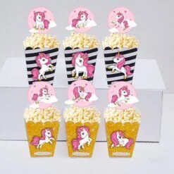 tem bắp rang bơ unicorn girl màu đen kim tuyến