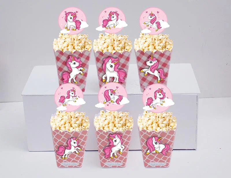 Tem bắp rang bơ unicorn girl màu hồng lưới