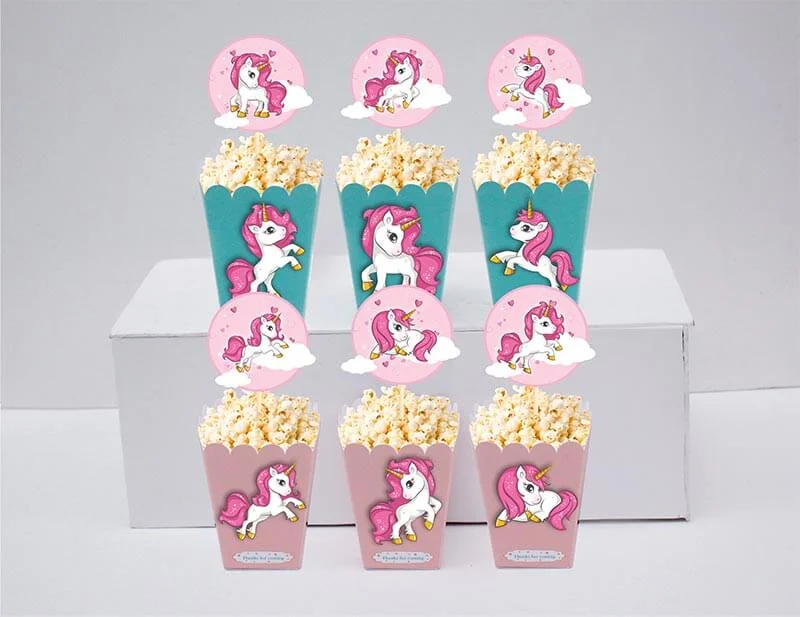 Tem bắp rang bơ unicorn girl màu hồng tím