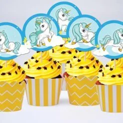 tem cupcake unicorn boy màu vàng hoàng gia