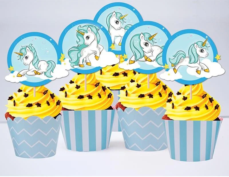 tem cupcake unicorn boy mau xanh da troi Tem cupcake unicorn boy màu xanh da trời
