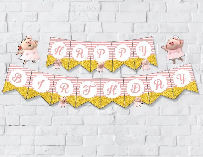 tem day chu happy birthday be heo gai mau hong hoang gia Tem dây chữ Happy Birthday bé heo gái màu hồng hoàng gia