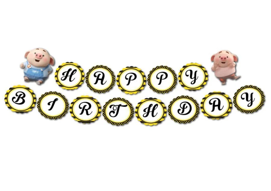 Banner Heo Trai màu vàng đen