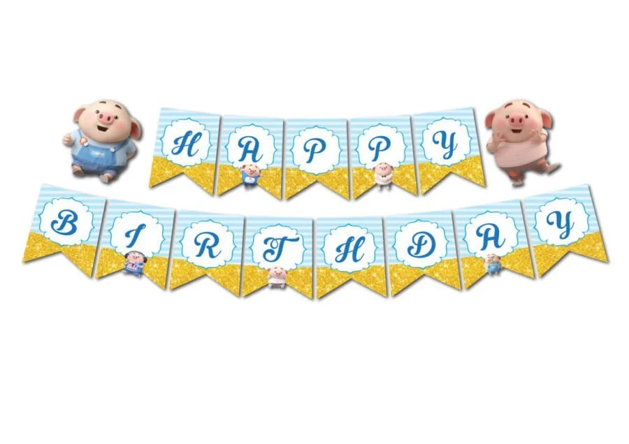 Banner Heo Trai màu xanh da trời