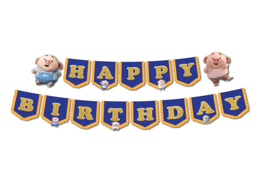 tem day chu happy birthday be heo trai mau xanh hoang gia Banner Heo Trai màu xanh hoàng gia