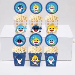 Set hộp bắp sinh nhật Baby Shark boy màu xanh hoàng gia