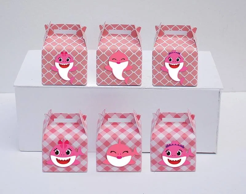 Set hộp quà sinh nhật baby shark girl màu hồng lưới