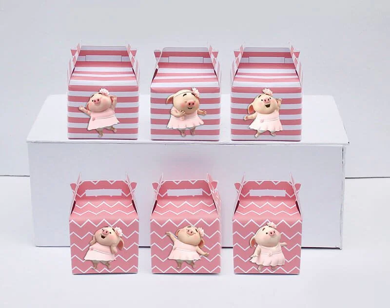 Set hộp quà sinh nhật heo gái màu hồng hoàng gia