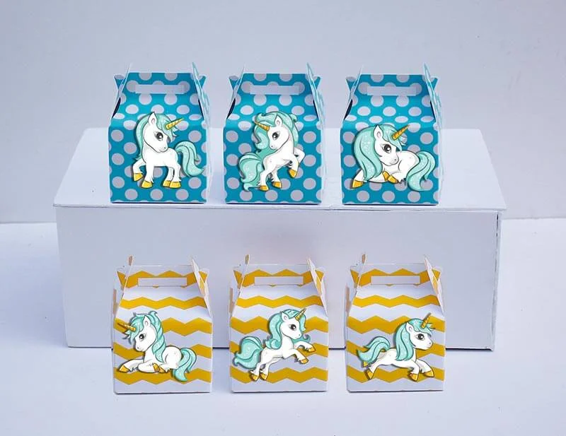 tem hop qua unicorn boy mau xanh min vang Tem hộp quà Unicorn boy màu xanh min vàng