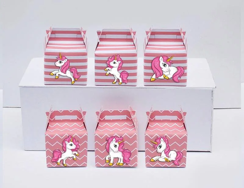 Tem hộp quà unicorn girl màu hồng hoàng gia