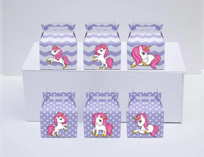 Set hộp quà Unicorn Girl màu tím chấm bi