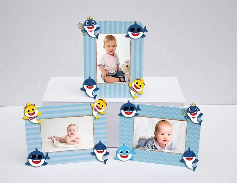 Set hộp bắp sinh nhật Baby Shark boy màu xanh da trời