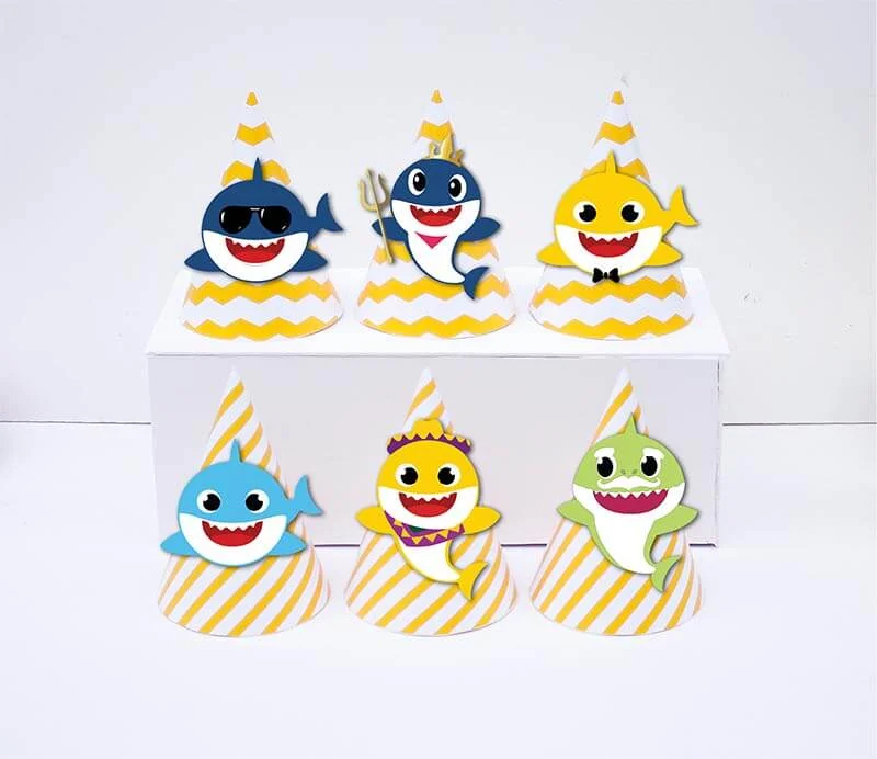 Set nón sinh nhật Baby Shark Boy màu xanh da trời