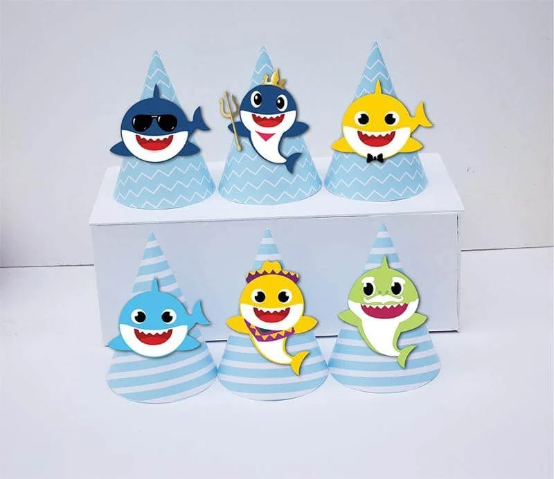 Set nón sinh nhật Baby Shark Boy màu xanh da trời