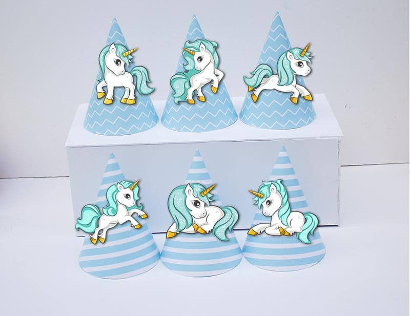 Set nón sinh nhật Unicorn Boy màu xanh da trời