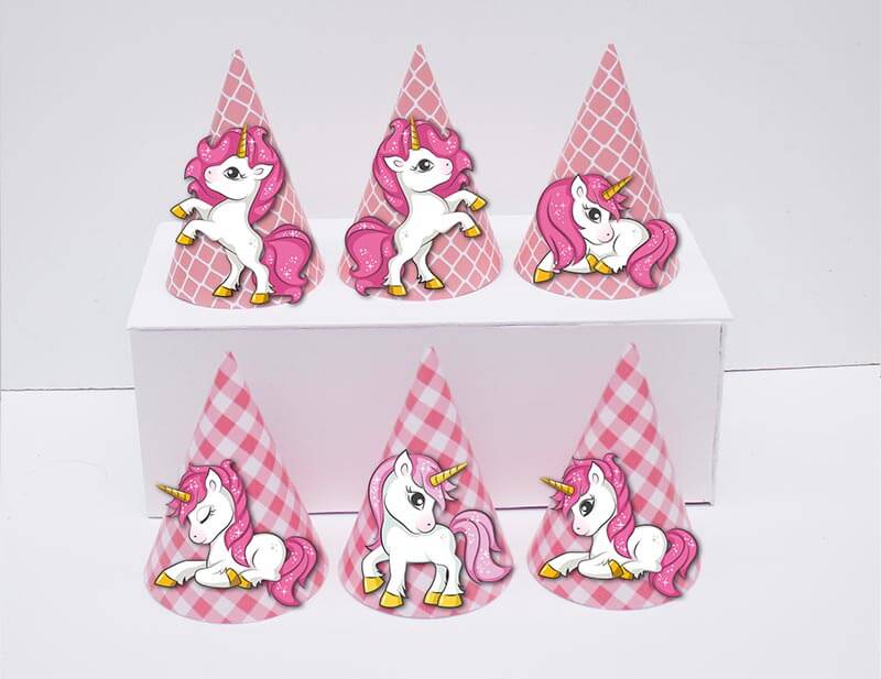 Set nón Unicorn Girl màu hồng lưới