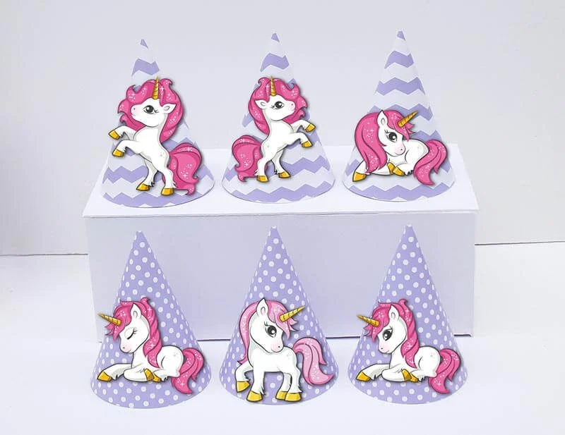 Set nón Unicorn Girl màu tím chấm bi