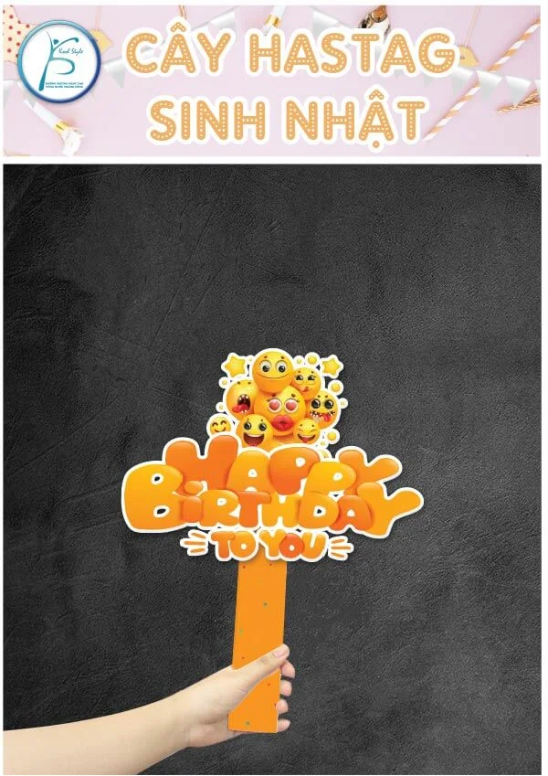 Cây hastag sinh nhật icon mặt cười đáng yêu mẫu 10