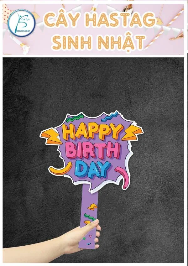 Cây hastag sinh nhật màu tím mẫu số 3