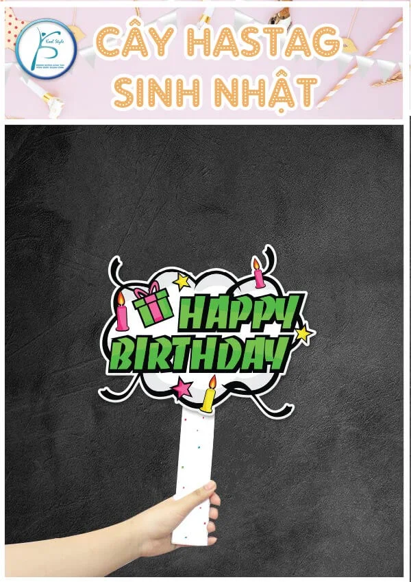 Cây hastag sinh nhật xanh lá mẫu 4