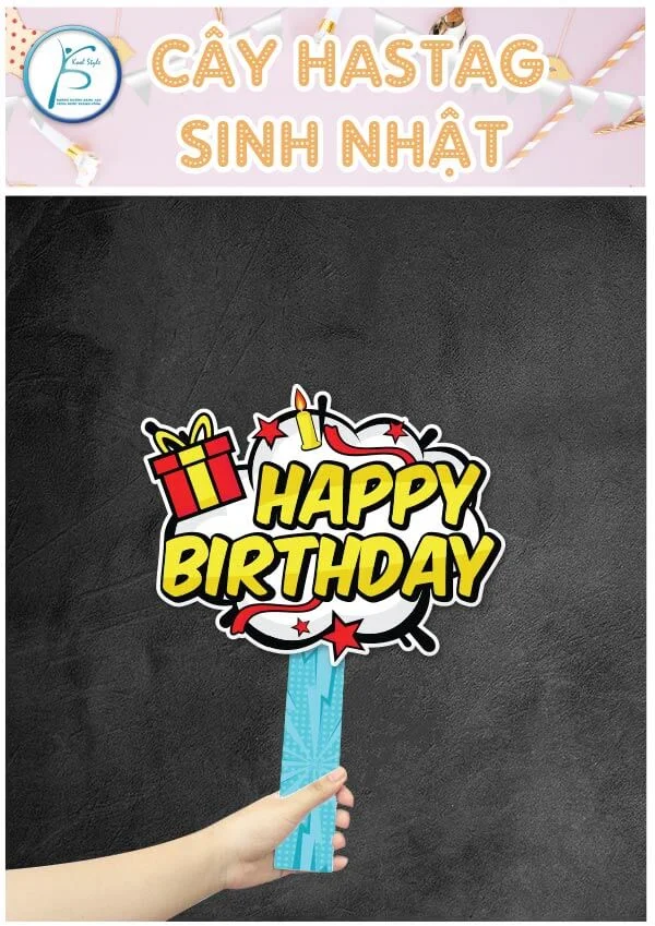 Cây hastag sinh nhật màu vàng mẫu số 5