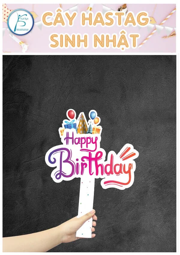 Cây hastag sinh nhật hồng tím mẫu số ̃