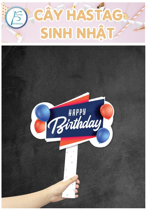 Cây hastag sinh nhật Xanh dương đậm phối đỏ mẫu 9