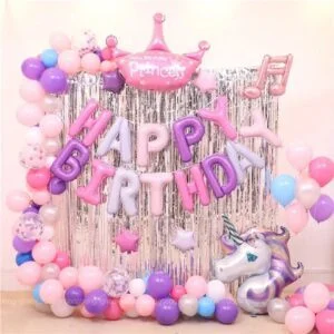 set bong bong unicorn mau hong tim set bong bong unicorn mau hong tim