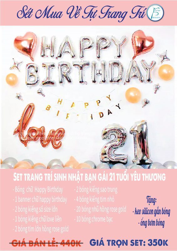 set trang tri sinh nhat ban gai 21 tuoi yeu thuong