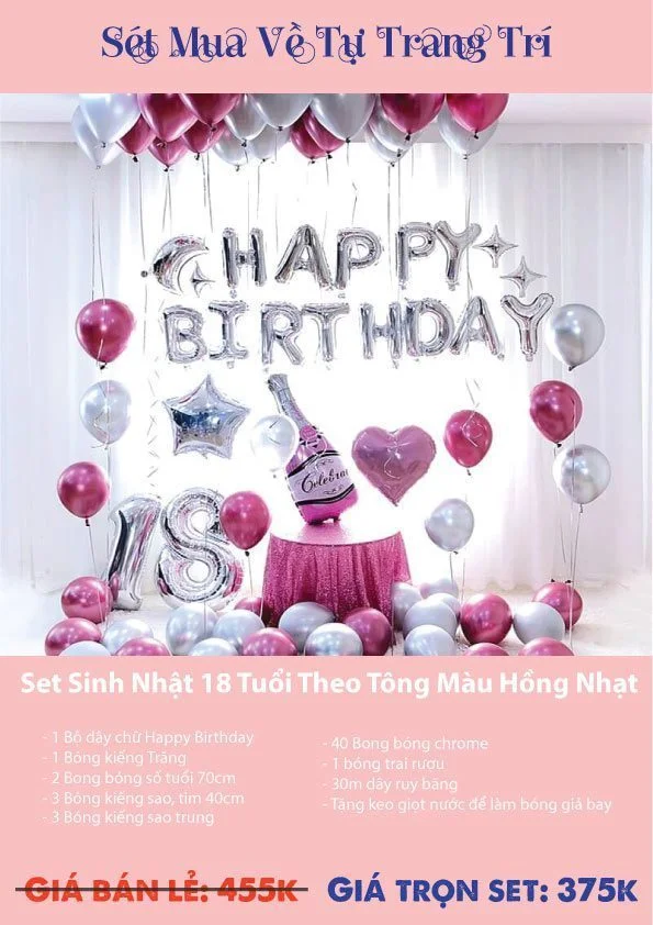 set tu trang tri sinh nhat 18 tuoi tong mau hong nhat set tu trang tri sinh nhat 18 tuoi tong mau hong nhat