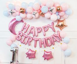 Trang trí sinh nhật hồng cho bé 1 tuổi