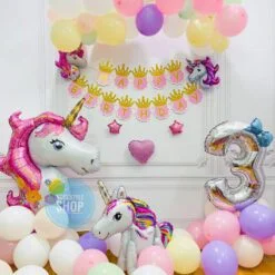Set bong bóng sinh nhật Unicorn dễ thương cho bé gái