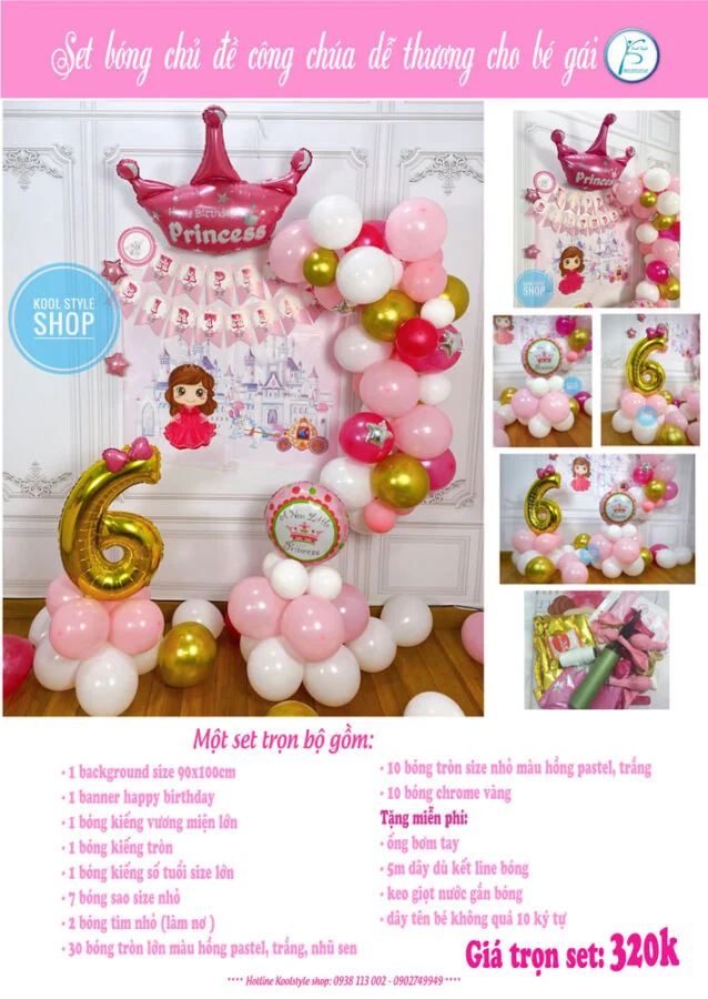 chi tiet set phong nen sinh nhat chu de cong chua