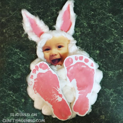 easter activities footprint bunny easter kids