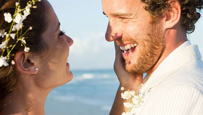 couple at their beach wedding.