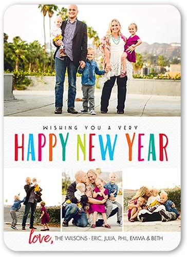 Happy new year card wishing a happy new year with family photos