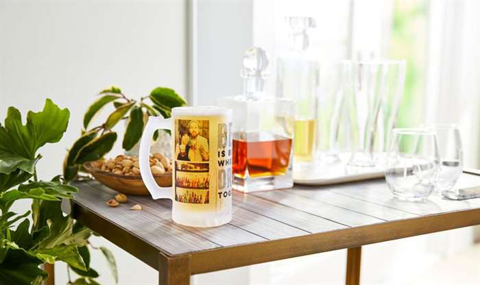 gift for parents family photo beer stein