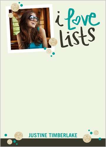 I love lists note pad with personalized picture and name on a green background