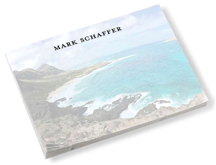 Personalized Post-it notes with name on top and background picture of island